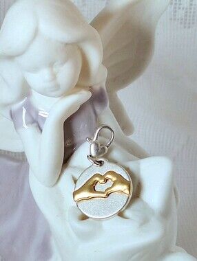 Amanda Blu Silver 2-Tone (silver/gold) "the best is yet to be" Hands Heart charm